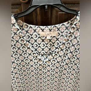 LOFT Diamond Pattern Blouse in Black and Pink